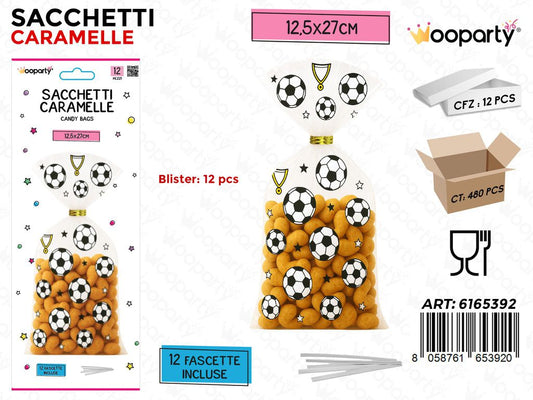 SACCHETTI CARAMELLE 12PCS C/FASCETTE 12.5*27CM