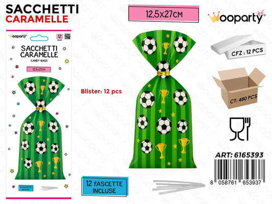 SACCHETTI CARAMELLE 12PCS C/FASCETTE 12.5*27CM