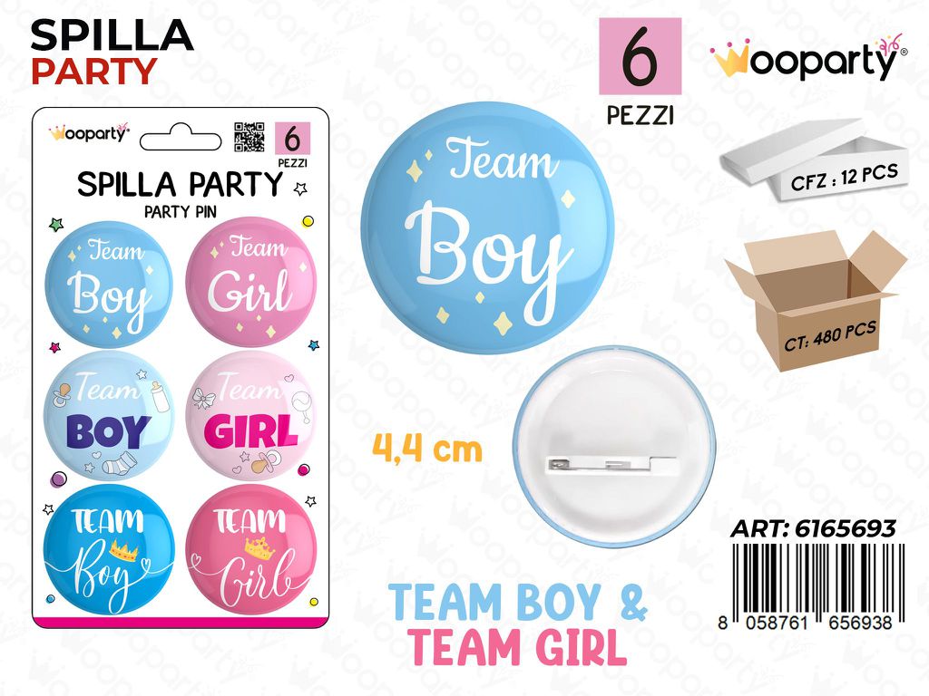 SPILLA PARTY BOY OR GIRL 6PCS 4.4CM