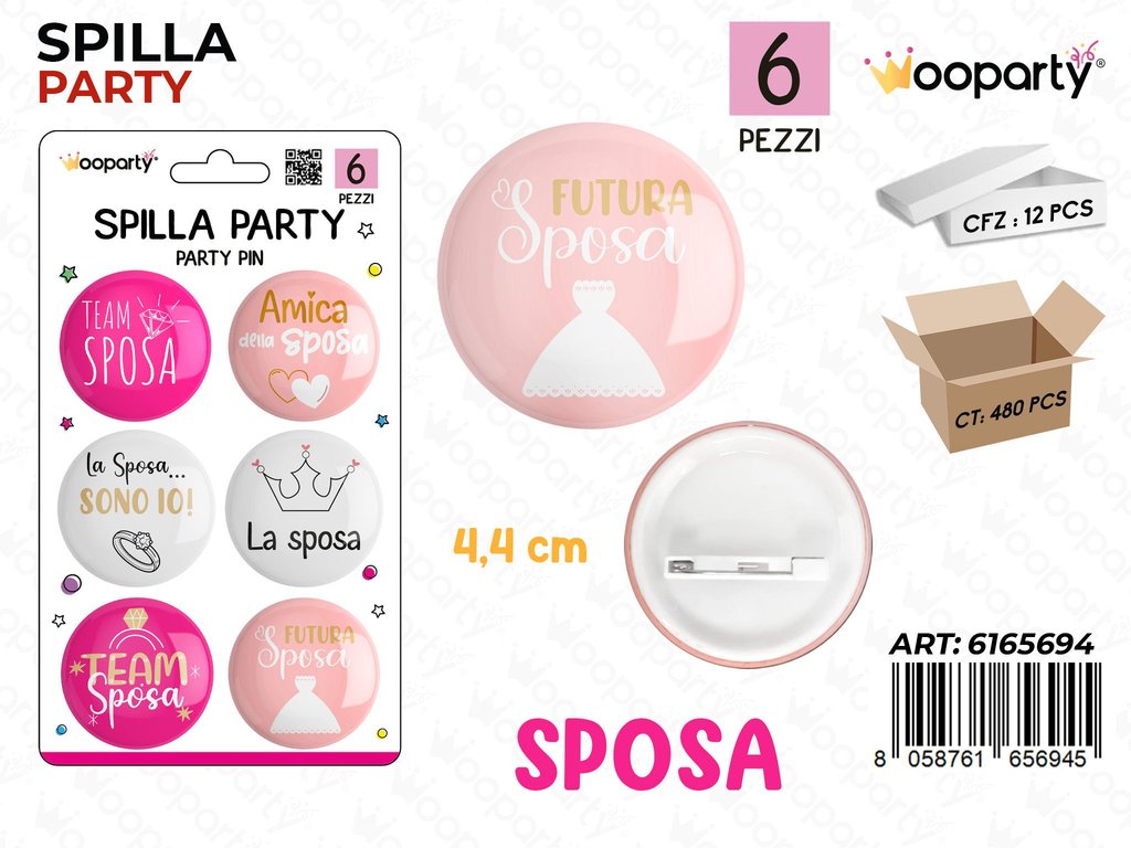 SPILLA PARTY SPOSA 6PCS 4.4CM