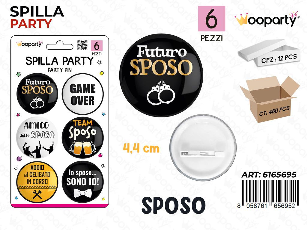 SPILLA PARTY SPOSO 6PCS 4.4CM