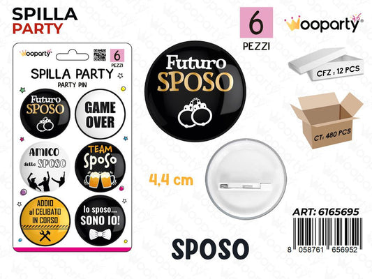 SPILLA PARTY SPOSO 6PCS 4.4CM