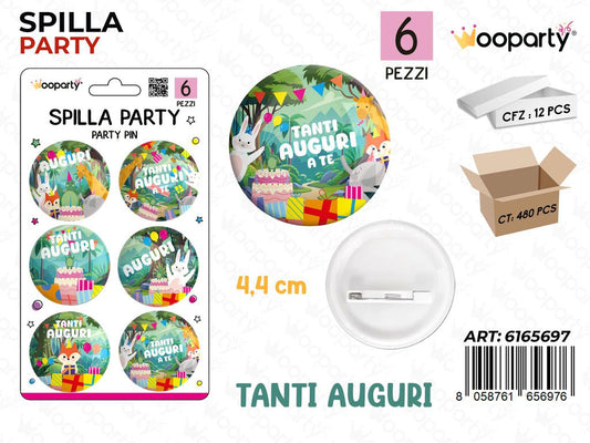 SPILLA PARTY AUGURI 6PCS 4.4CM