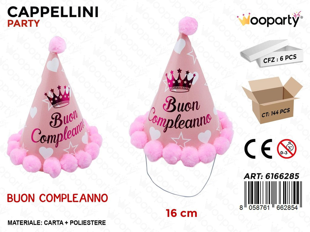 CAPPELLINI PARTY B. COMPL. C/POMPON ROSA 16CM