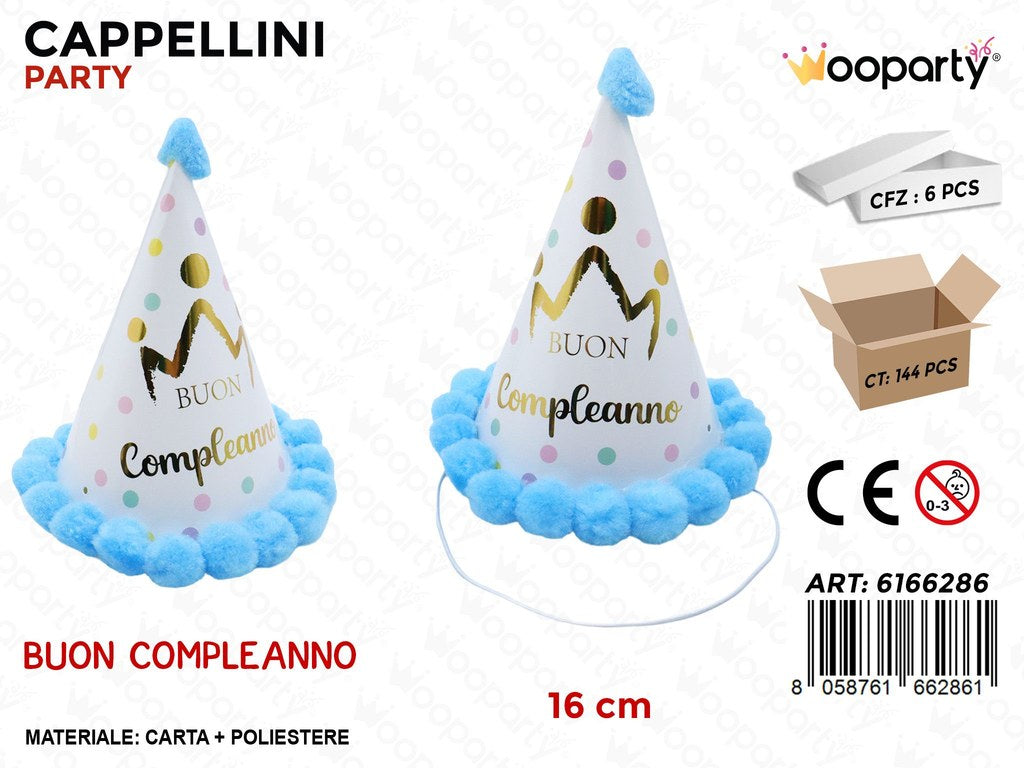 CAPPELLINI PARTY B. COMPL. C/POMPON BLU16CM