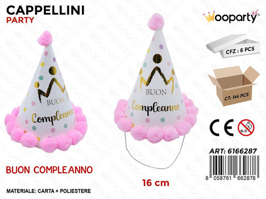 CAPPELLINI PARTY B. COMPL. C/POMPON ROSA 16CM