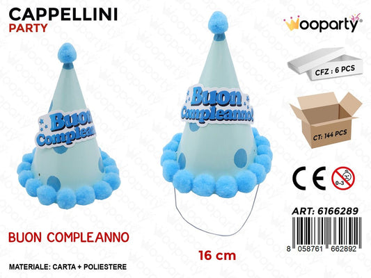 CAPPELLINI PARTY B. COMPL. C/POMPON BLU 16CM