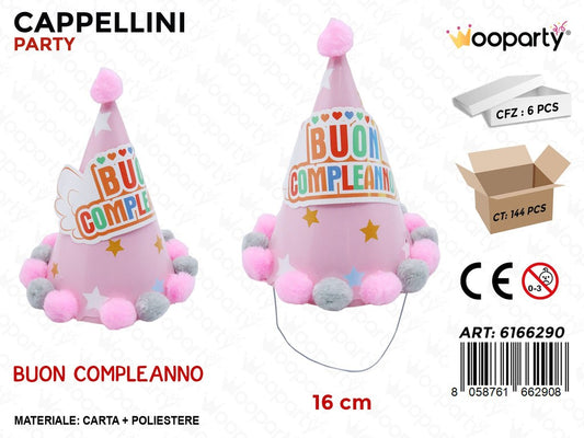 CAPPELLINI PARTY B. COMPL. C/POMPON ROSA 16CM