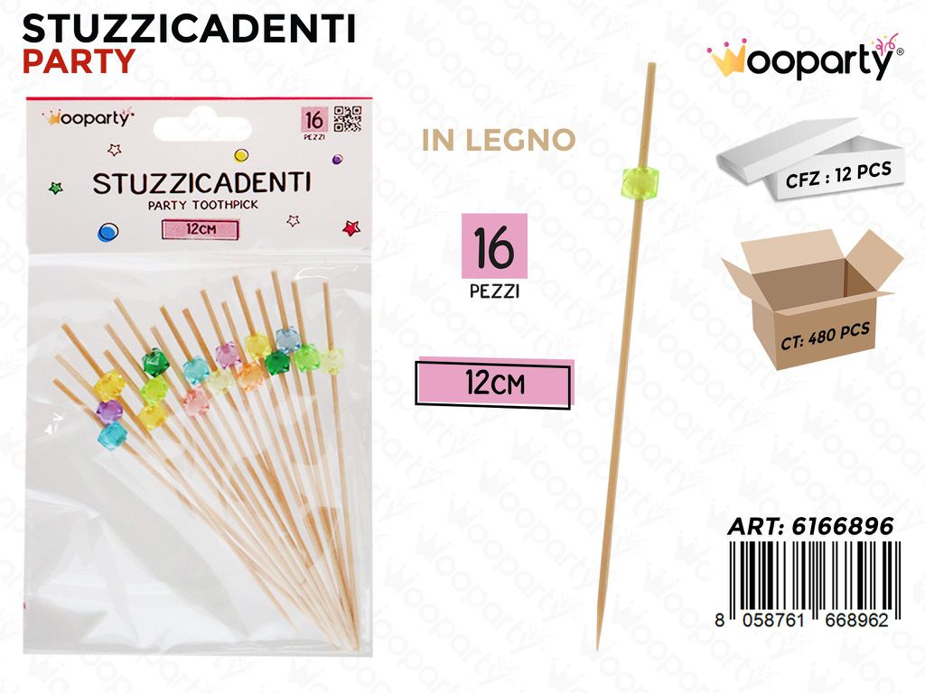 STUZZICADENTI PERLINE LEGNO 16PCS 12CM