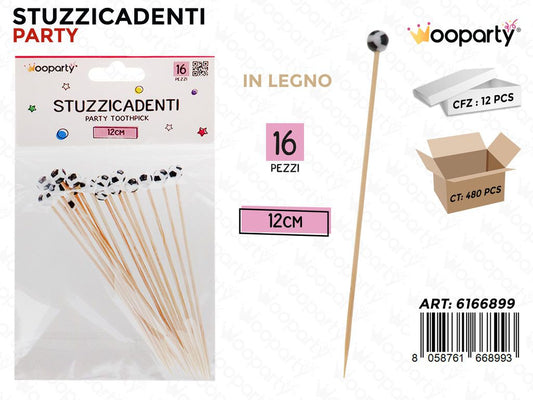 STUZZICADENTI PERLINE LEGNO 16PCS 12CM