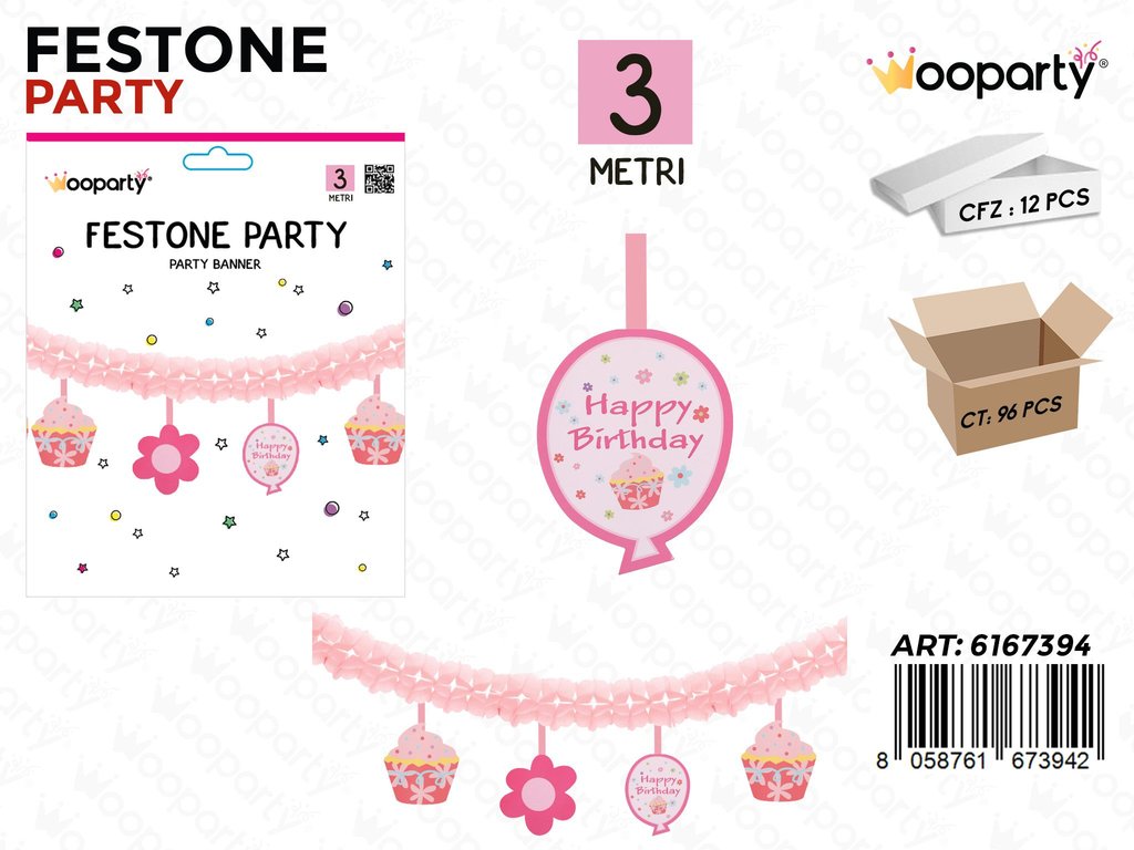 FESTONE PARTY H.B ROSA 3M
