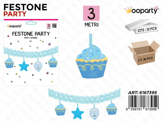 FESTONE PARTY H.B BLU 3M