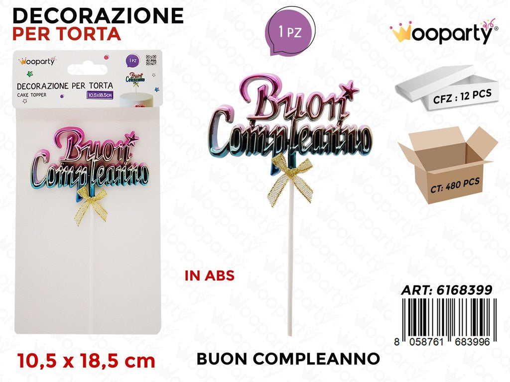 DEC. PER TORTA BUON COMPL. IRIDESC. 10.5*18.5CM