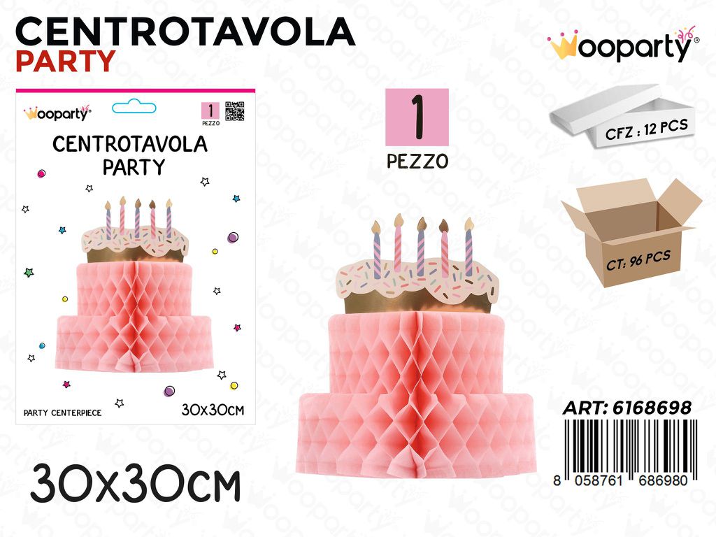 CENTROTAVOLA PARTY 1PCS TORTA ROSA 30*30CM