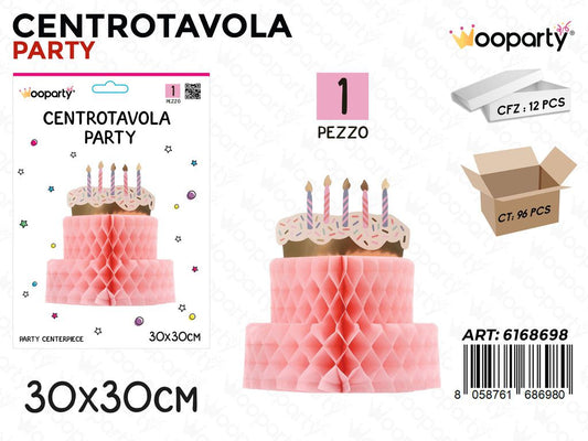 CENTROTAVOLA PARTY 1PCS TORTA ROSA 30*30CM