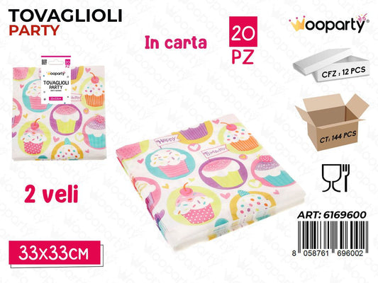 TOVAGLIOLI PARTY H.B 2VELI 20PCS 33*33CM