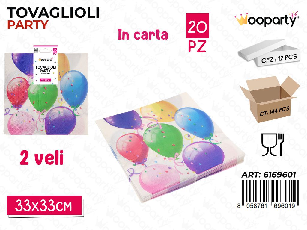 TOVAGLIOLI PARTY 2VELI 20PCS 33*33CM