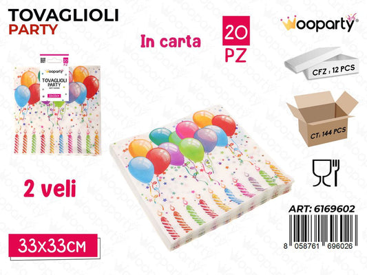 TOVAGLIOLI PARTY H.B 2VELI 20PCS 33*33CM