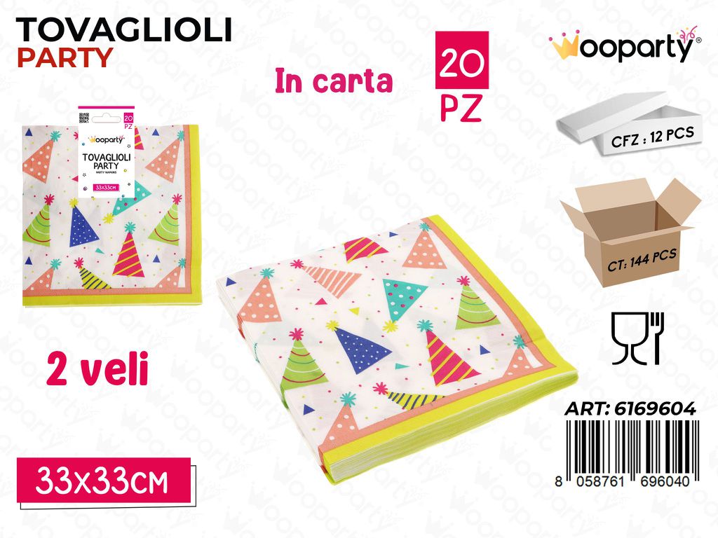 TOVAGLIOLI PARTY 2VELI 20PCS 33*33CM