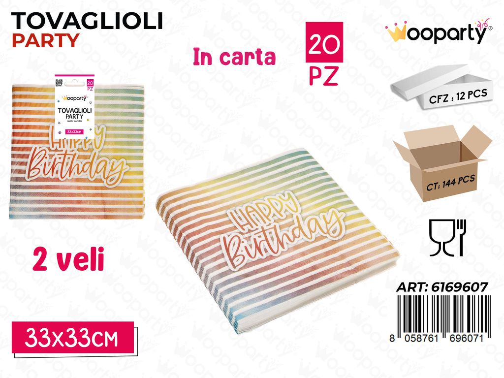 TOVAGLIOLI PARTY H.B 2VELI 20PCS 33*33CM