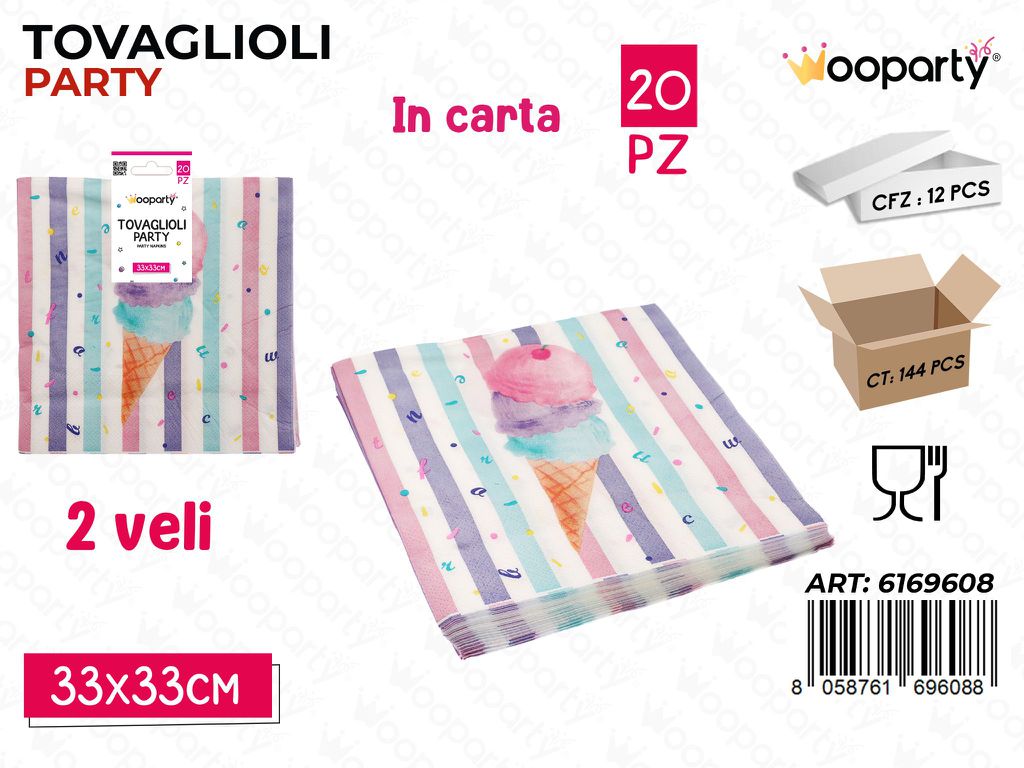 TOVAGLIOLI PARTY 2VELI 20PCS 33*33CM