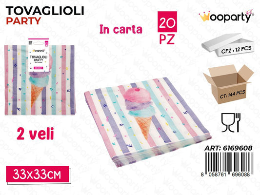 TOVAGLIOLI PARTY 2VELI 20PCS 33*33CM