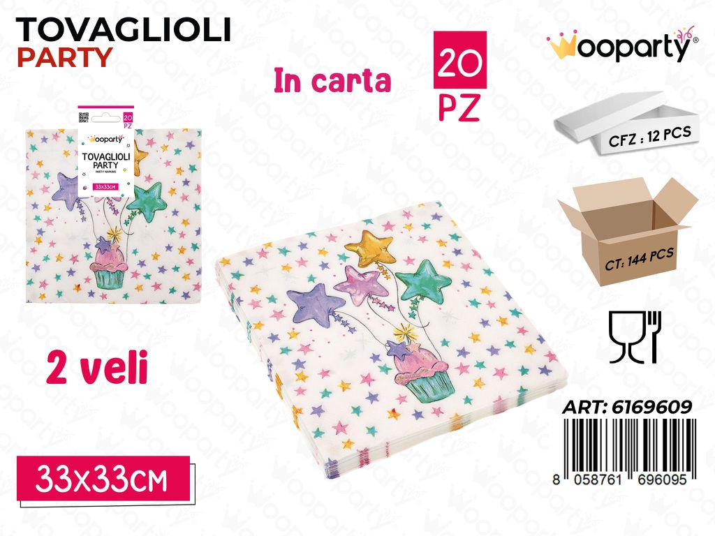 TOVAGLIOLI PARTY 2VELI 20PCS 33*33CM