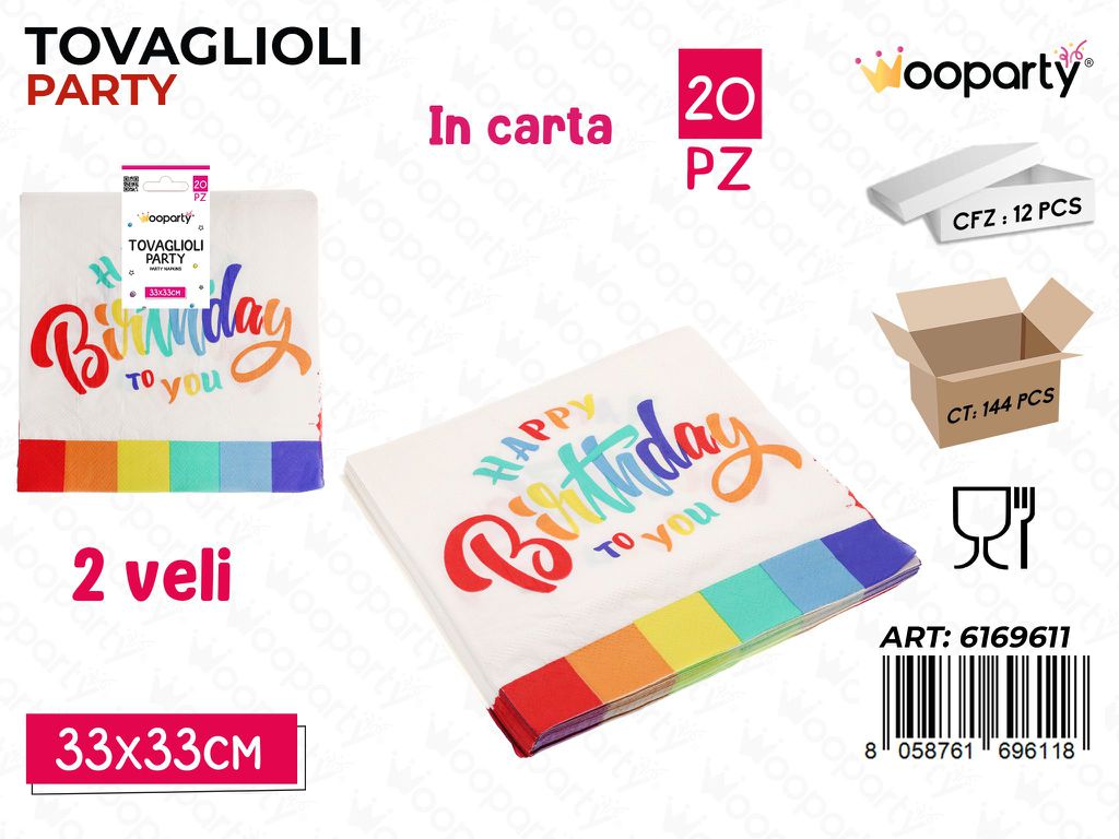 TOVAGLIOLI PARTY H.B 2VELI 20PCS 33*33CM