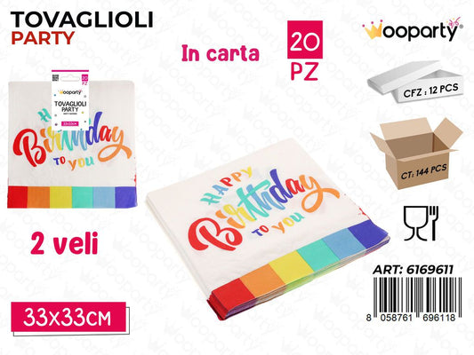 TOVAGLIOLI PARTY H.B 2VELI 20PCS 33*33CM