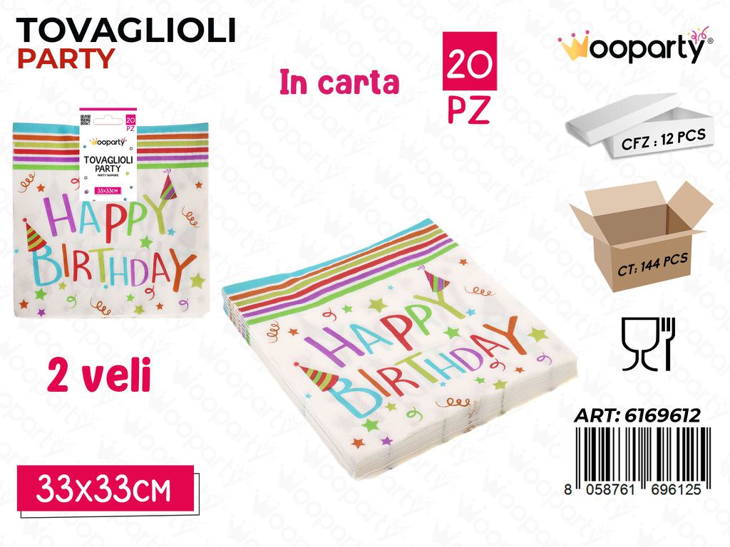 TOVAGLIOLI PARTY H.B 2VELI 20PCS 33*33CM