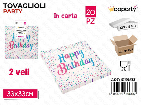 TOVAGLIOLI PARTY H.B 2VELI 20PCS 33*33CM