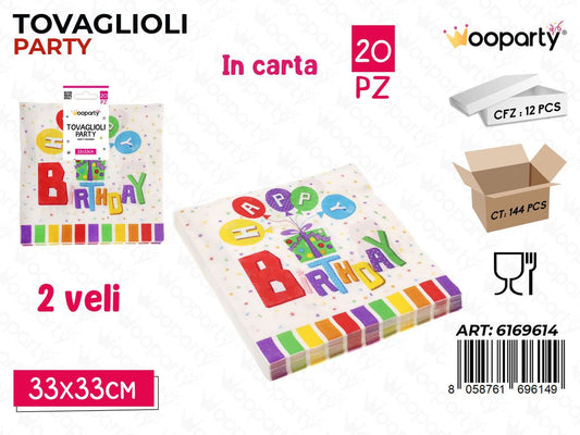 TOVAGLIOLI PARTY H.B 2VELI 20PCS 33*33CM