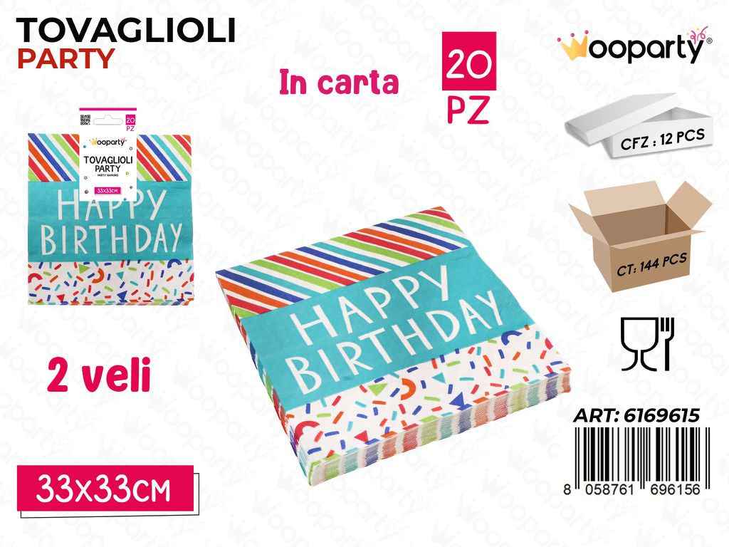 TOVAGLIOLI PARTY H.B 2VELI 20PCS 33*33CM