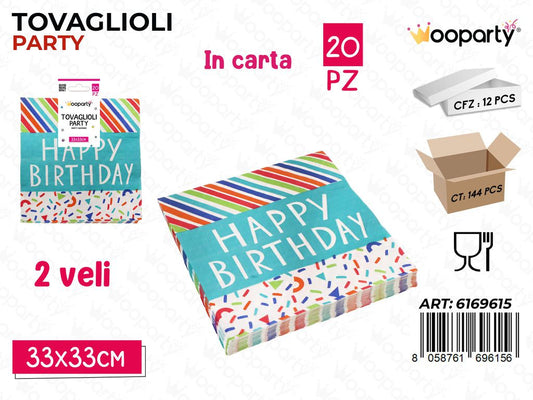 TOVAGLIOLI PARTY H.B 2VELI 20PCS 33*33CM