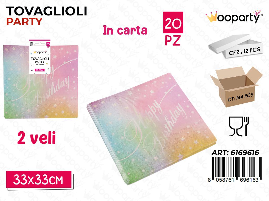 TOVAGLIOLI PARTY H.B 2VELI 20PCS 33*33CM