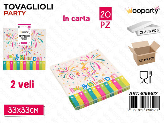 TOVAGLIOLI PARTY H.B 2VELI 20PCS 33*33CM