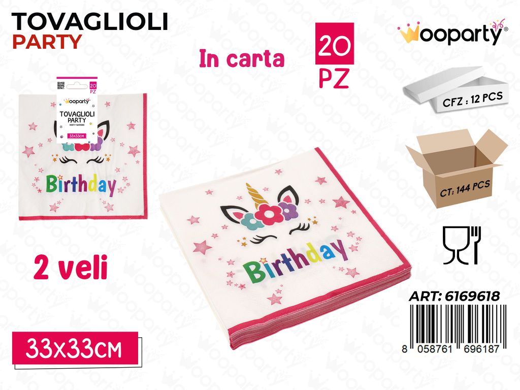 TOVAGLIOLI PARTY H.B 2VELI 20PCS 33*33CM