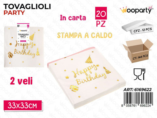 TOVAGLIOLI PARTY H.B 2VELI 20PCS 33*33CM