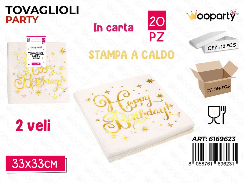 TOVAGLIOLI PARTY H.B 2VELI 20PCS 33*33CM