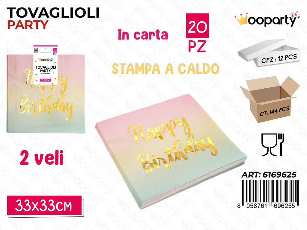 TOVAGLIOLI PARTY H.B 2VELI 20PCS 33*33CM