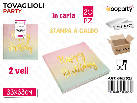 TOVAGLIOLI PARTY H.B 2VELI 20PCS 33*33CM