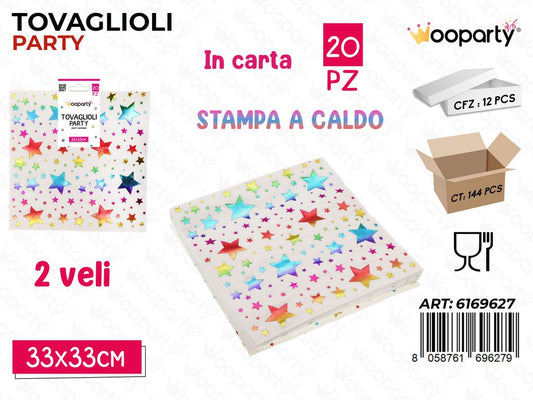 TOVAGLIOLI PARTY STELLA 2VELI 20PCS 33*33CM