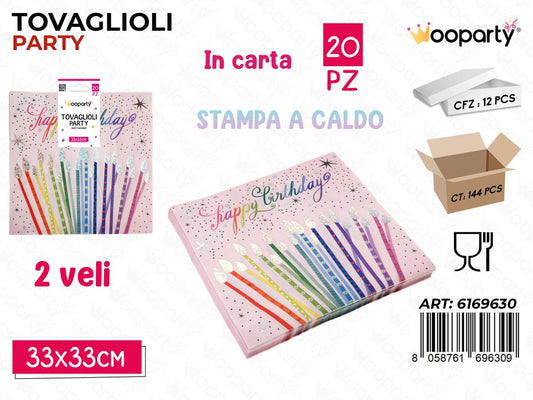 TOVAGLIOLI PARTY H.B 2VELI 20PCS 33*33CM