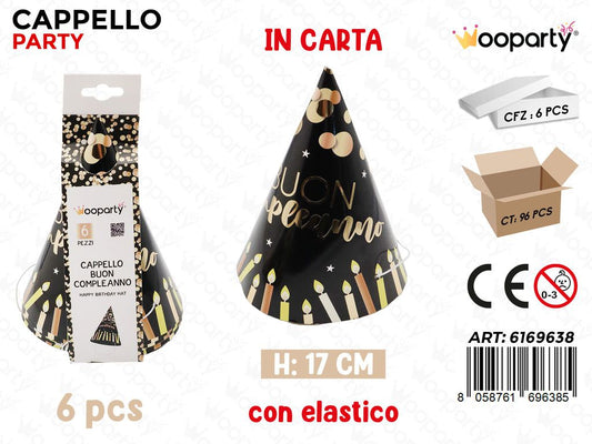 CAPPELLO CARTA B.COMPL. 6PCS 17CM