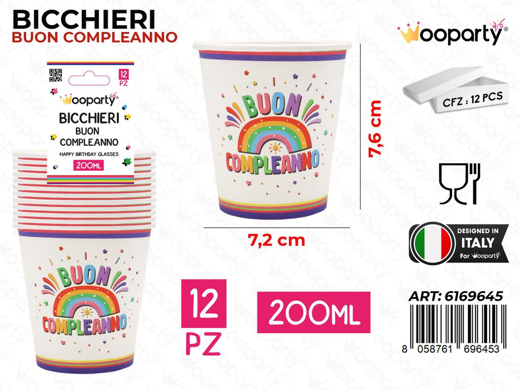 BICCHIERI CARTA B. COMPL. 200ML 12PCS