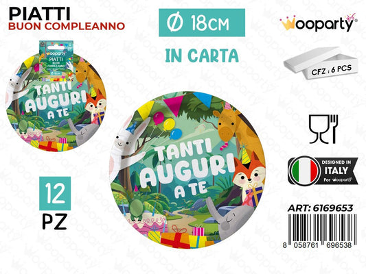 PIATTI CARTA AUGURI A TE 18CM 12PCS