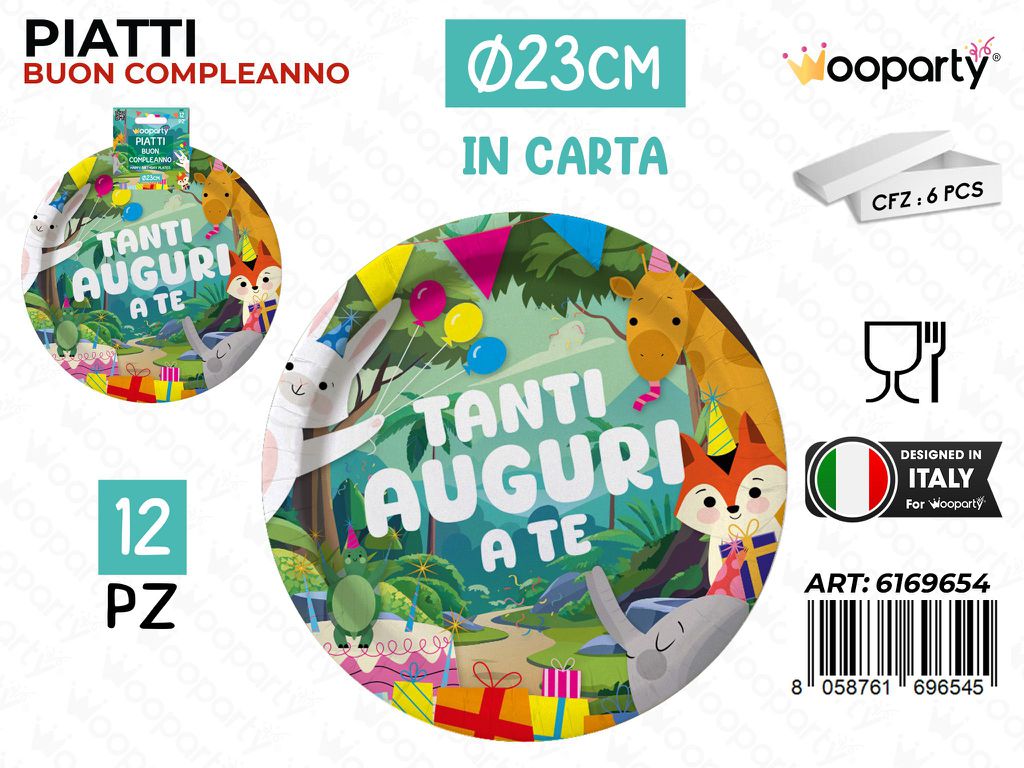 PIATTI CARTA AUGURI A TE 23CM 12PCS