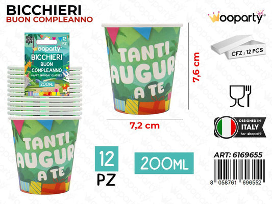 BICCHIERI CARTA AUGURI A TE 200ML 12PCS