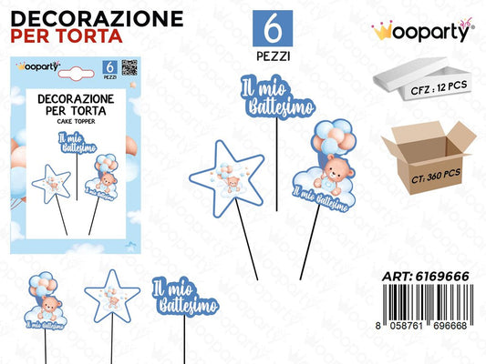 DEC. TORTA BATTESIMO BOY 6PCS ASS.