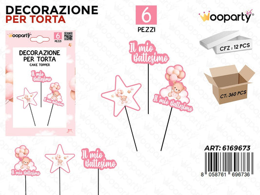 DEC. TORTA BATTESIMO GIRL 6PCS ASS
